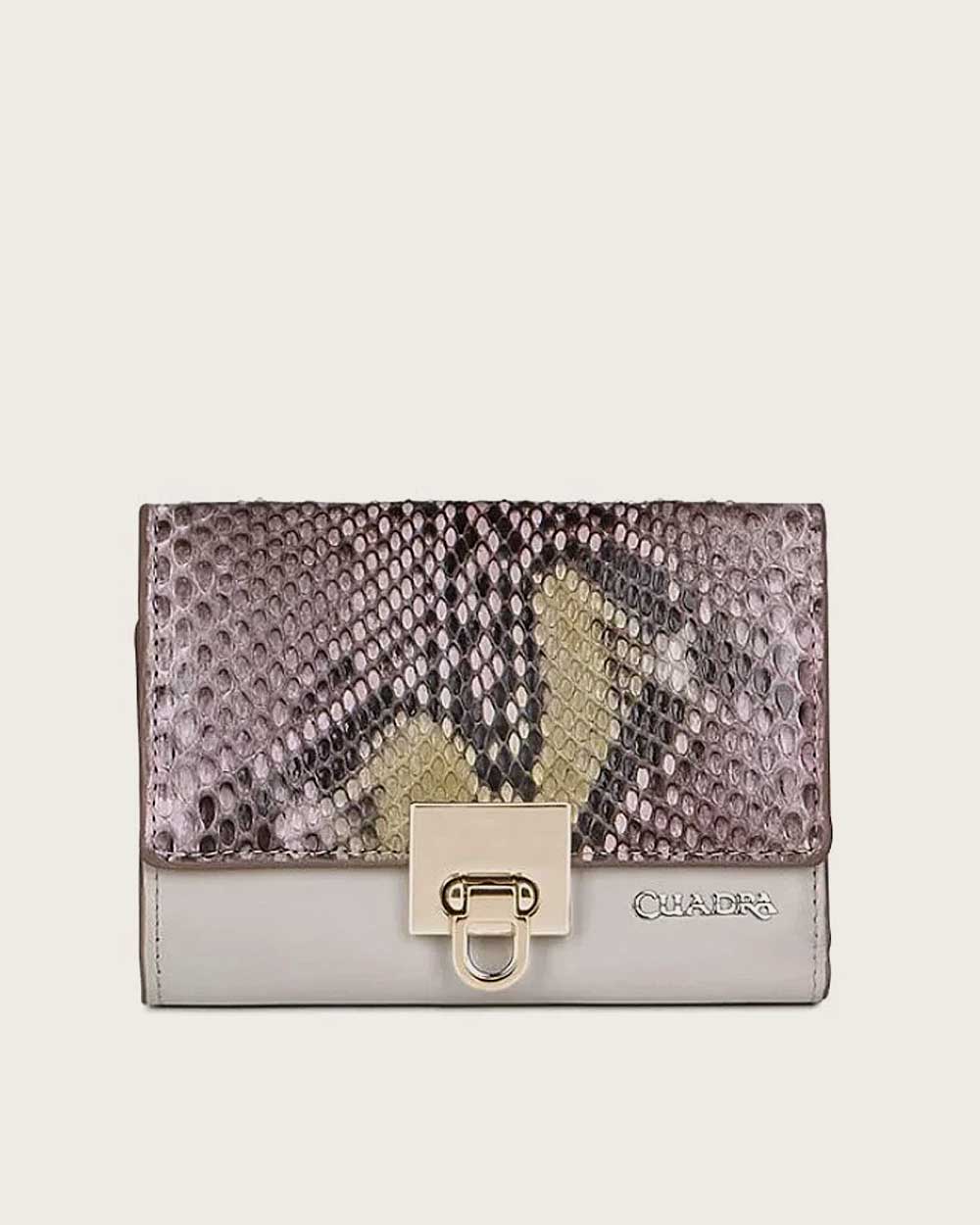Pink Woven Python Leather Tri-Fold Wallet