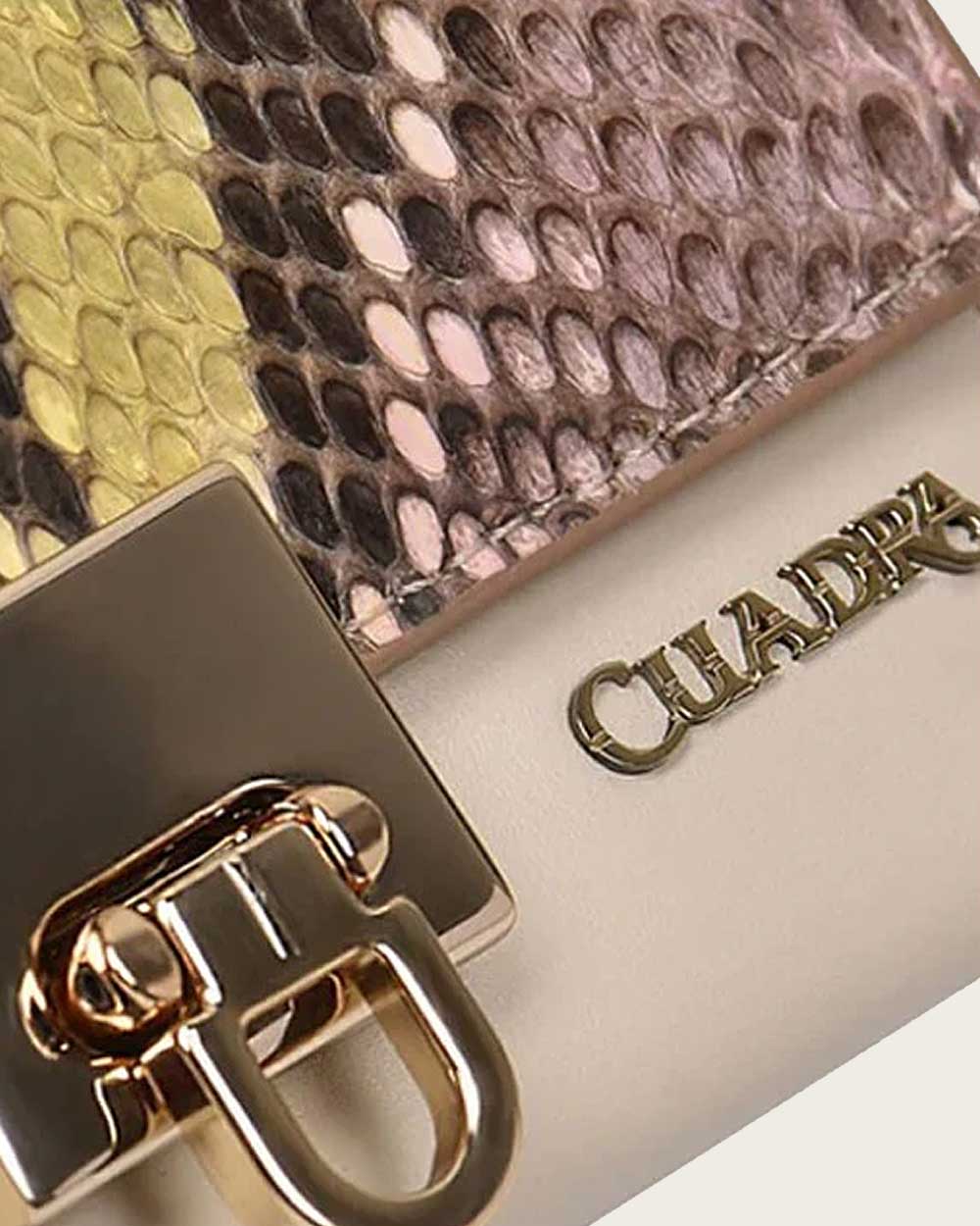 Pink Woven Python Leather Tri-Fold Wallet