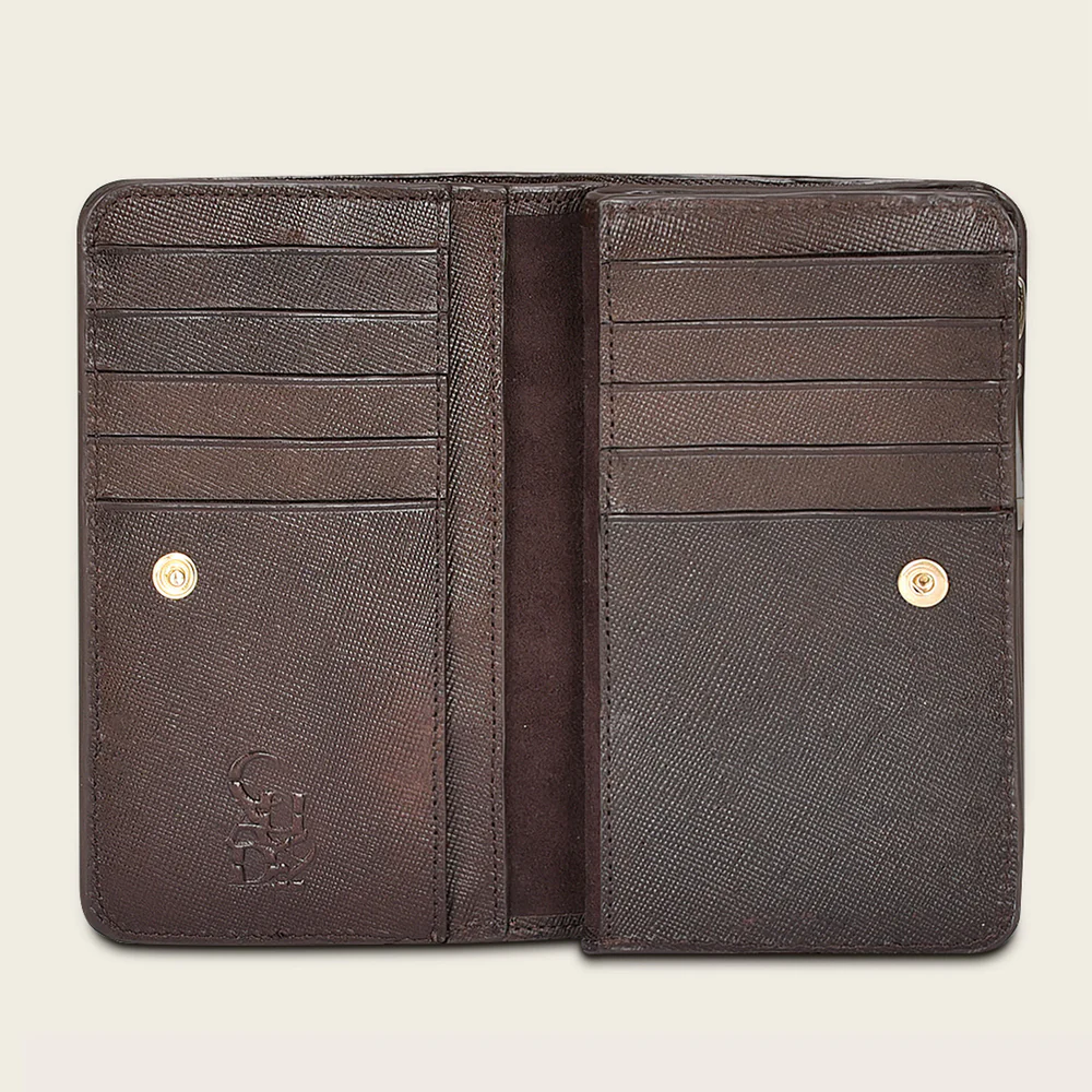 Women's Genuine Python & Bovine Leather Wallet with Snap Closure