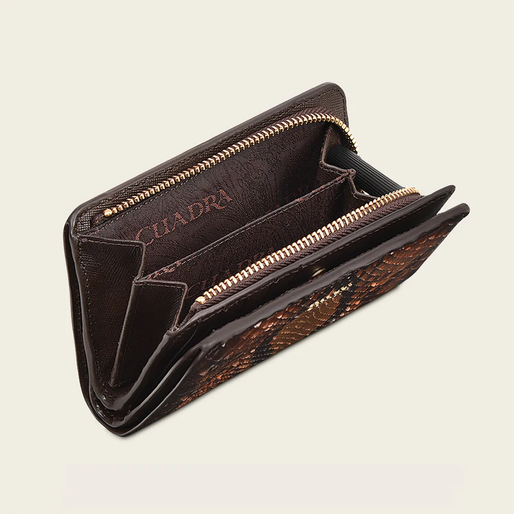 Women's Genuine Python & Bovine Leather Wallet with Snap Closure 5 Women's Genuine Python & Bovine Leather Wallet with Snap Closure