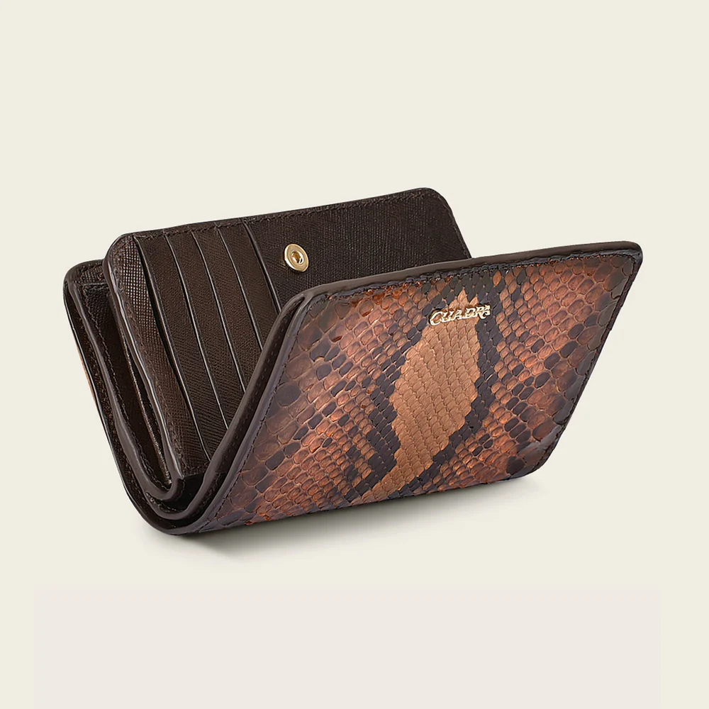 Women's Genuine Python & Bovine Leather Wallet with Snap Closure 9 Women's Genuine Python & Bovine Leather Wallet with Snap Closure