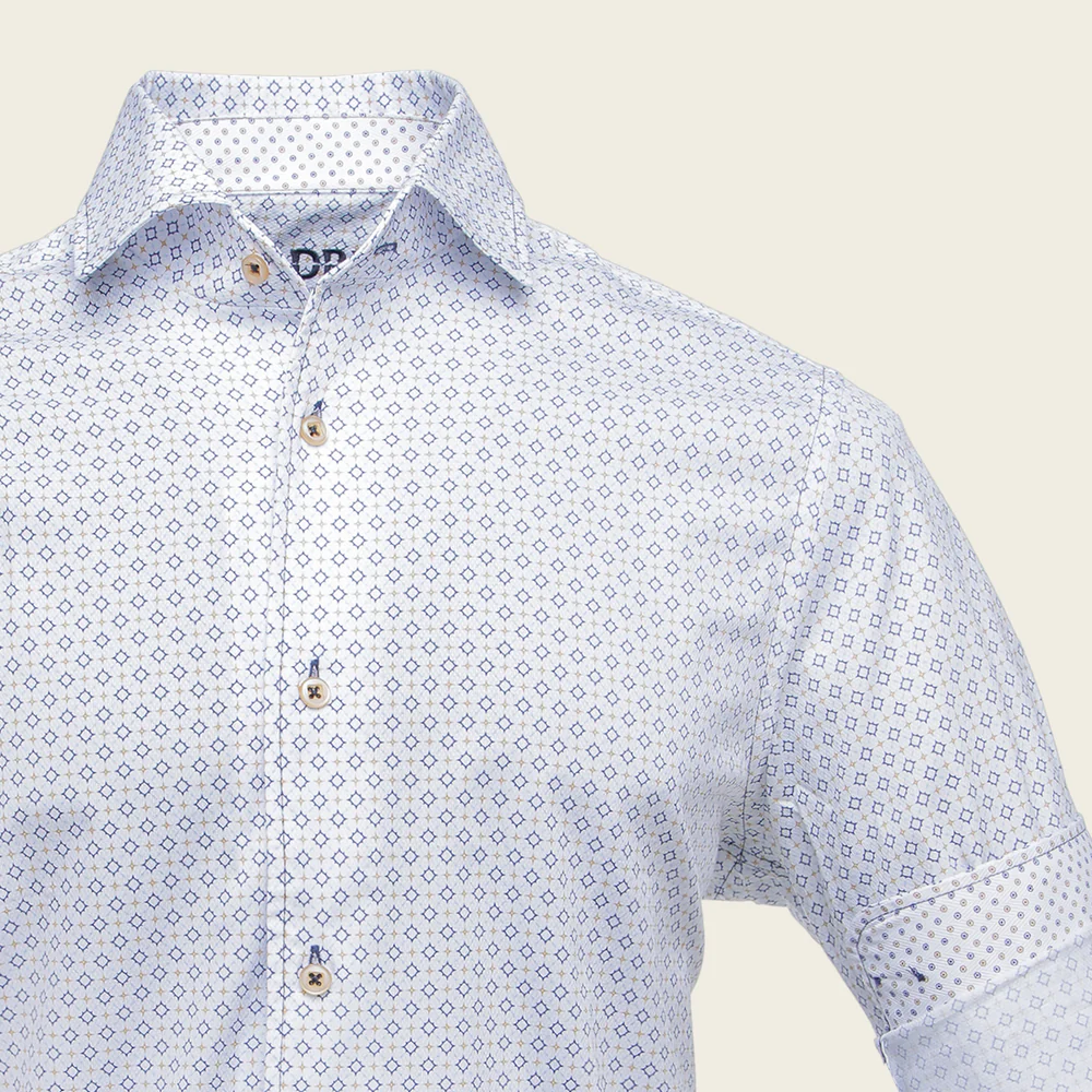 Cuadra Men’s Premium Cotton Shirt with Geometric Contrast Print 5 Cuadra Men’s Premium Cotton Shirt with Geometric Contrast Print