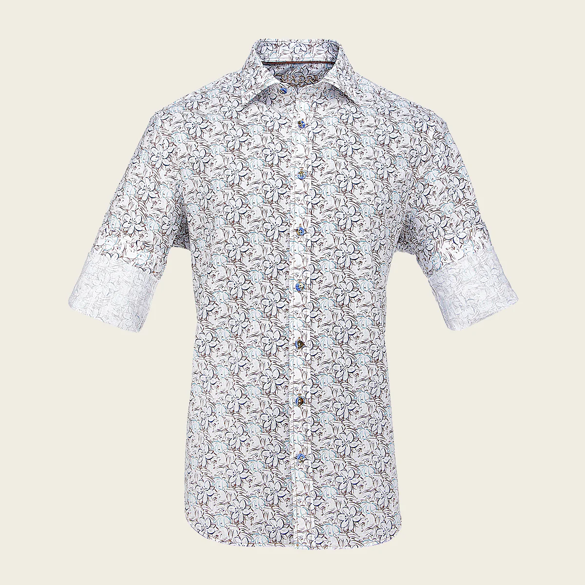 Cuadra Men’s Floral Print Shirt in Blue & Multicolor