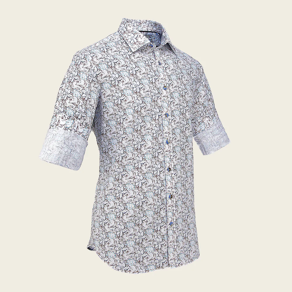 Cuadra Men’s Floral Print Shirt in Blue & Multicolor 10 Cuadra Men’s Floral Print Shirt in Blue & Multicolor