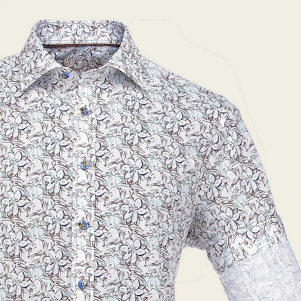 Cuadra Men’s Floral Print Shirt in Blue & Multicolor