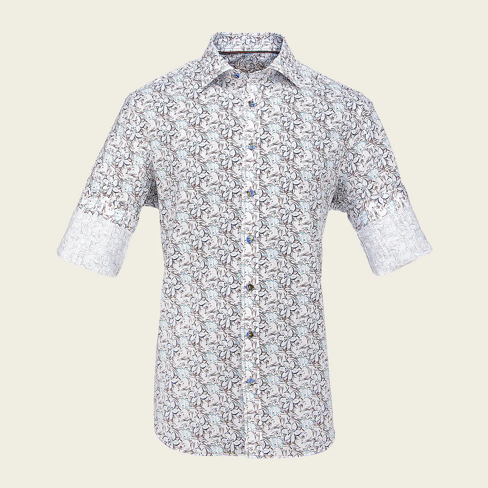 Cuadra Men’s Floral Print Shirt in Blue & Multicolor 4 Cuadra Men’s Floral Print Shirt in Blue & Multicolor