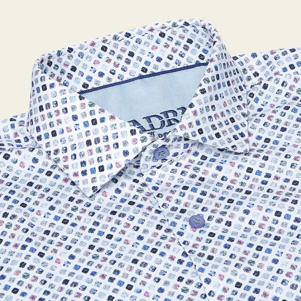 Cuadra Men’s Cotton Button-Down Shirt with Subtle Lavender Contrast Print