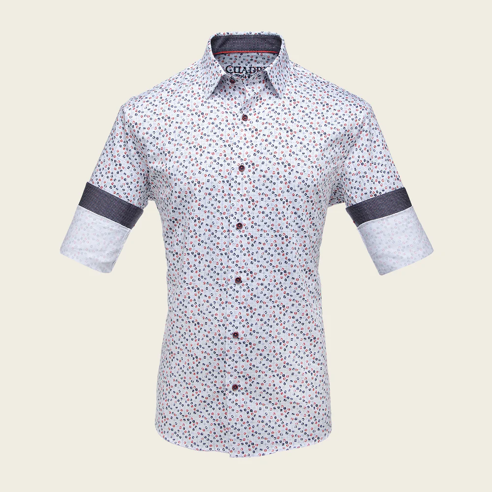 Cuadra Men’s Cotton Shirt with Multicolor Contrast Print