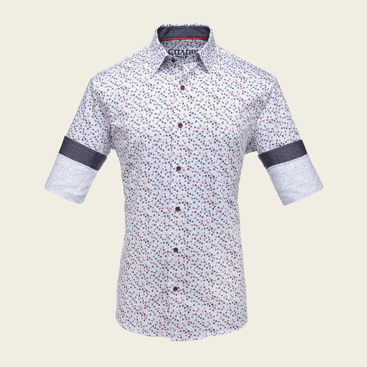 Cuadra Men’s Cotton Shirt with Multicolor Contrast Print