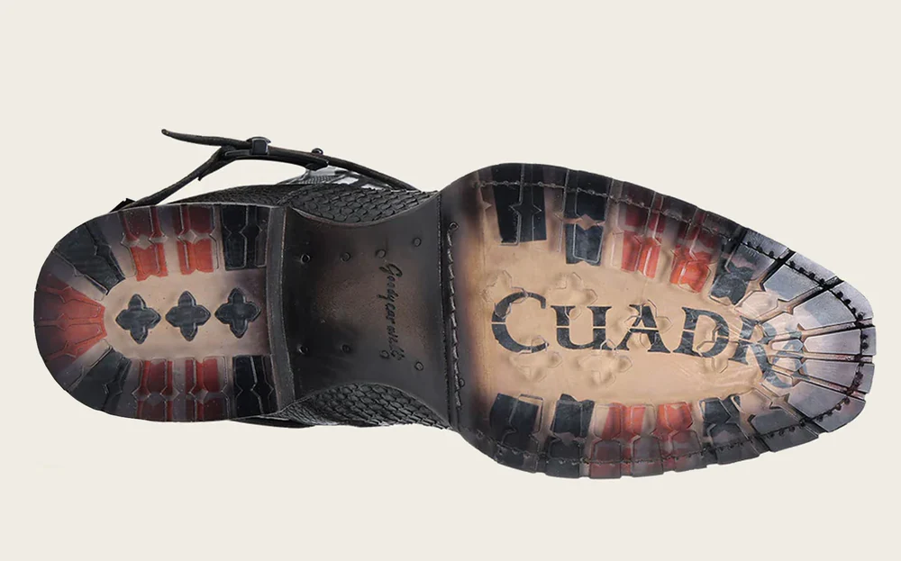 Urban honey and black exotic biker boot