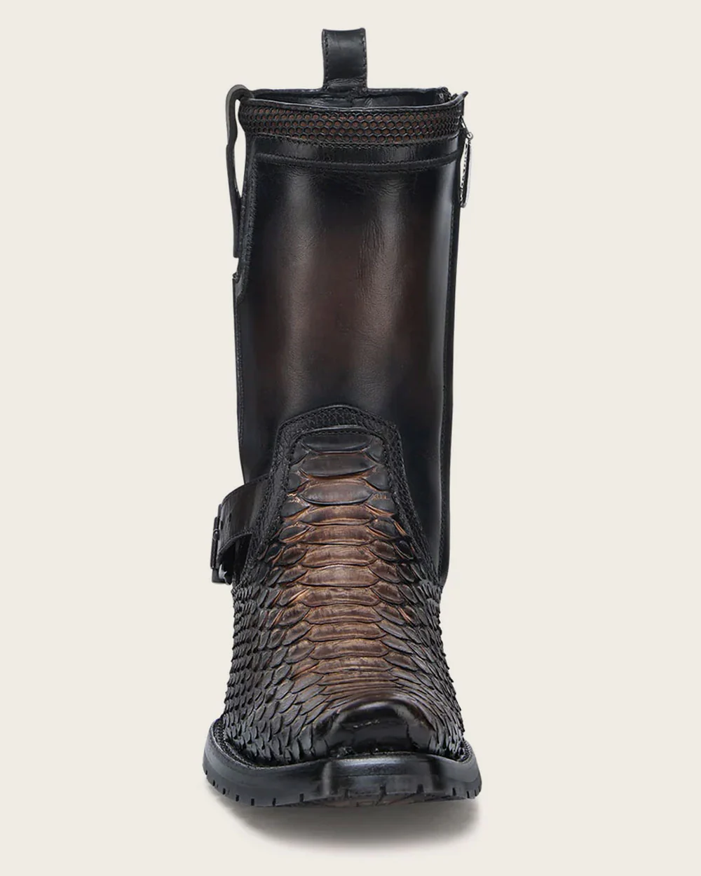 Urban honey and black exotic biker boot
