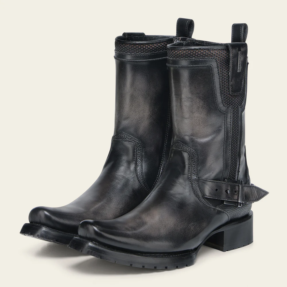Urban black and sand biker boot
