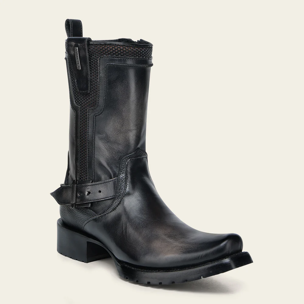 Urban black and sand biker boot