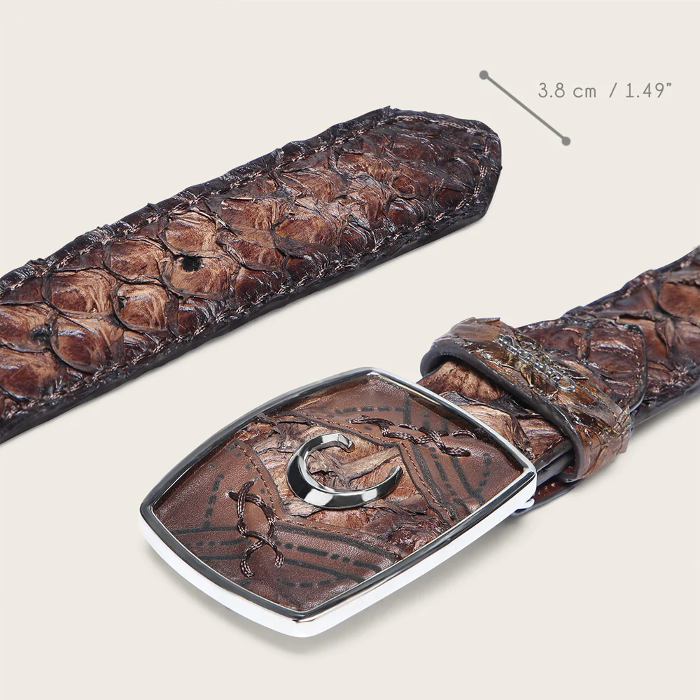 Western Honey Belt in Poisson Leather