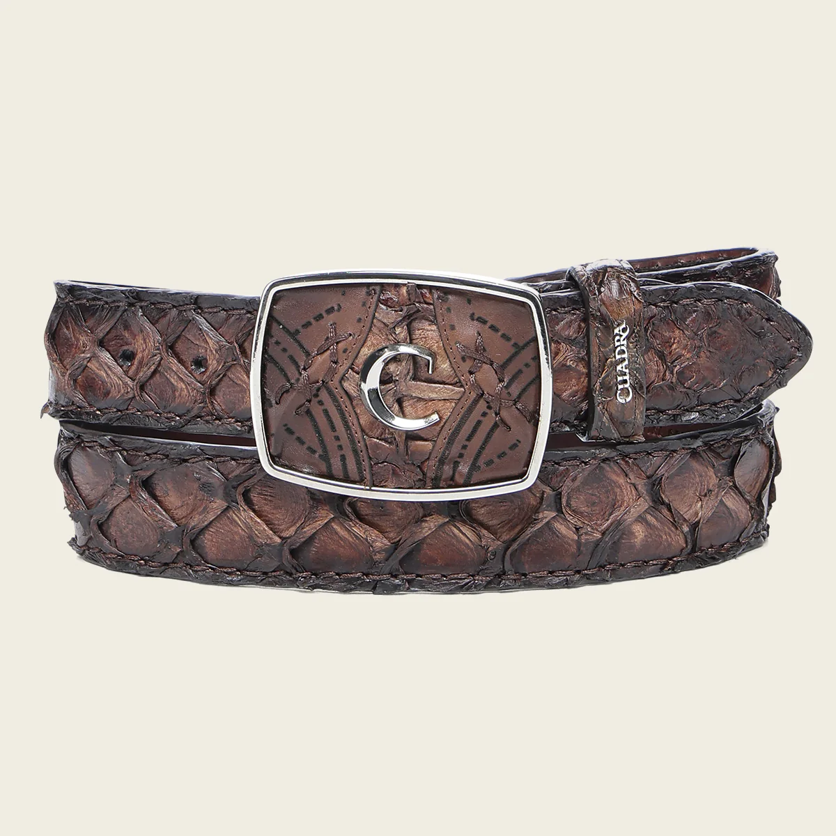 Western Honey Belt in Poisson Leather