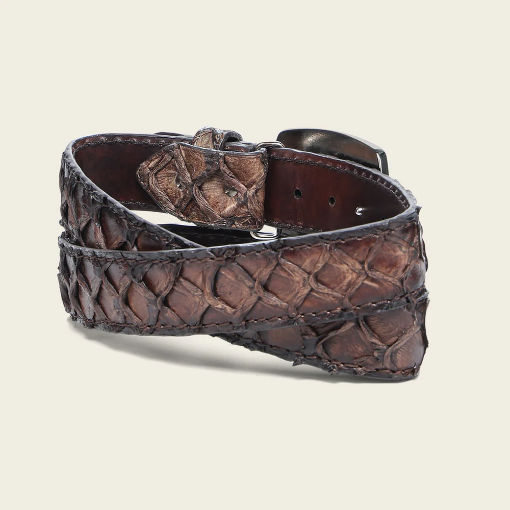 Western Honey Belt in Poisson Leather