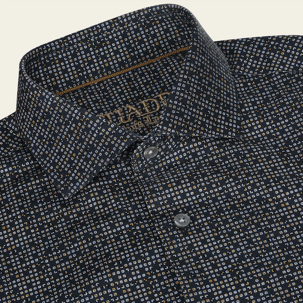 Navy Dot Cotton Shirt with Long Sleeves 8 Navy Dot Cotton Shirt with Long Sleeves