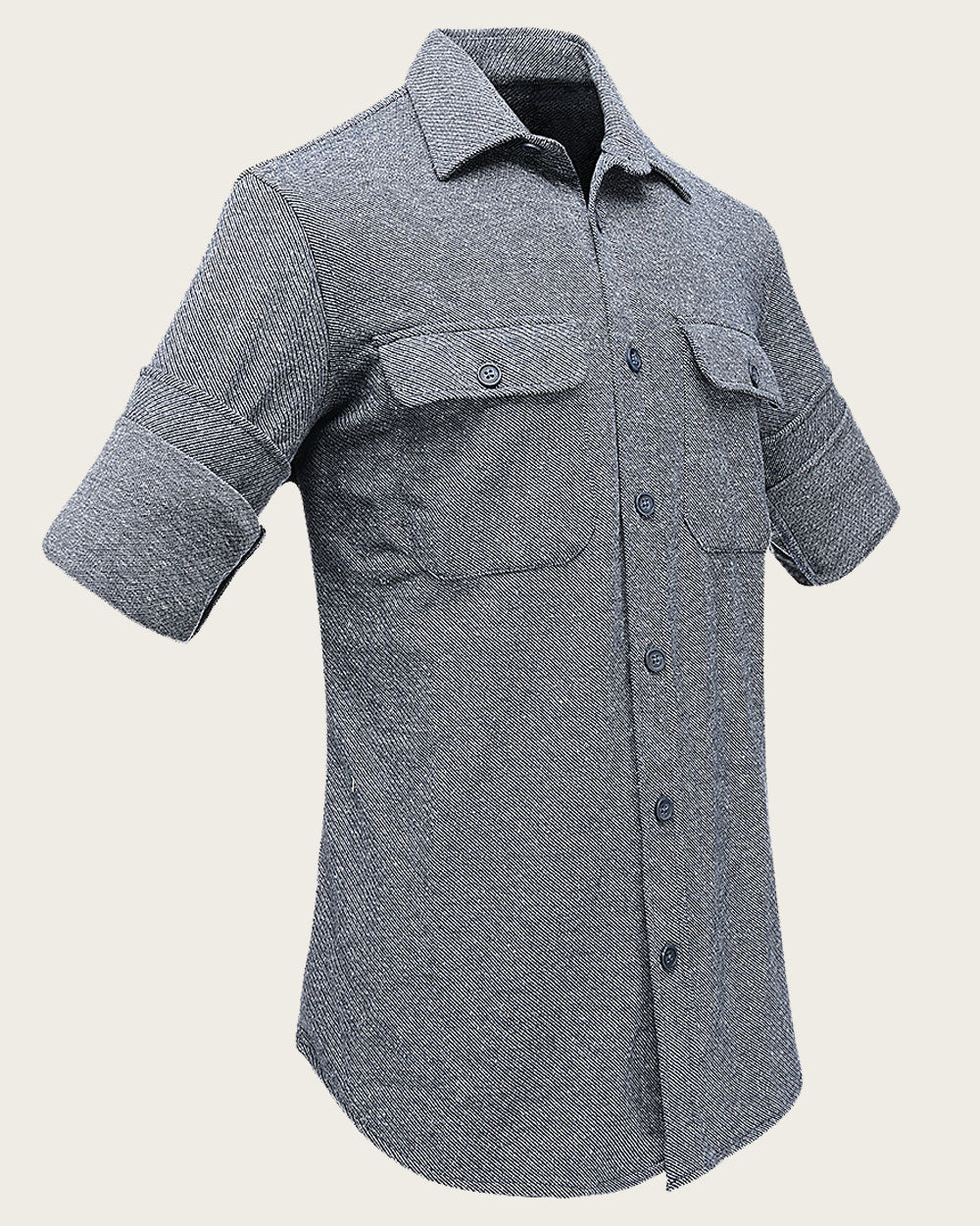 Navy Fine-Line Cotton Shirt