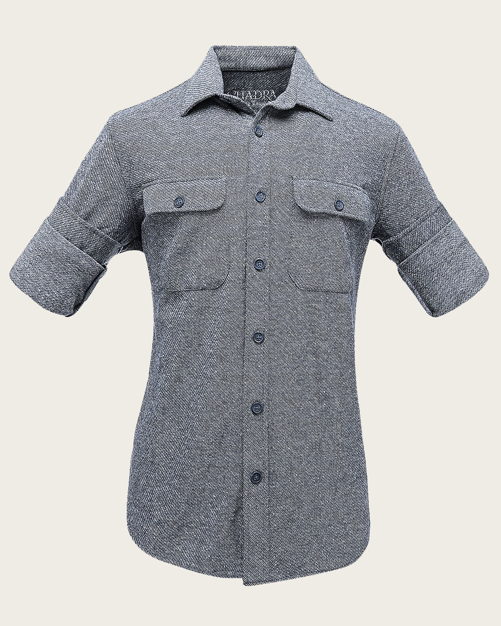 Navy Fine-Line Cotton Shirt 5 Navy Fine-Line Cotton Shirt