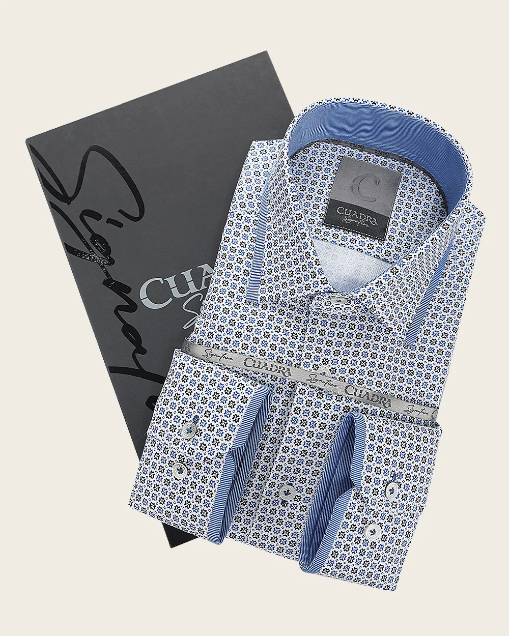 Azure Geometry Cotton Shirt