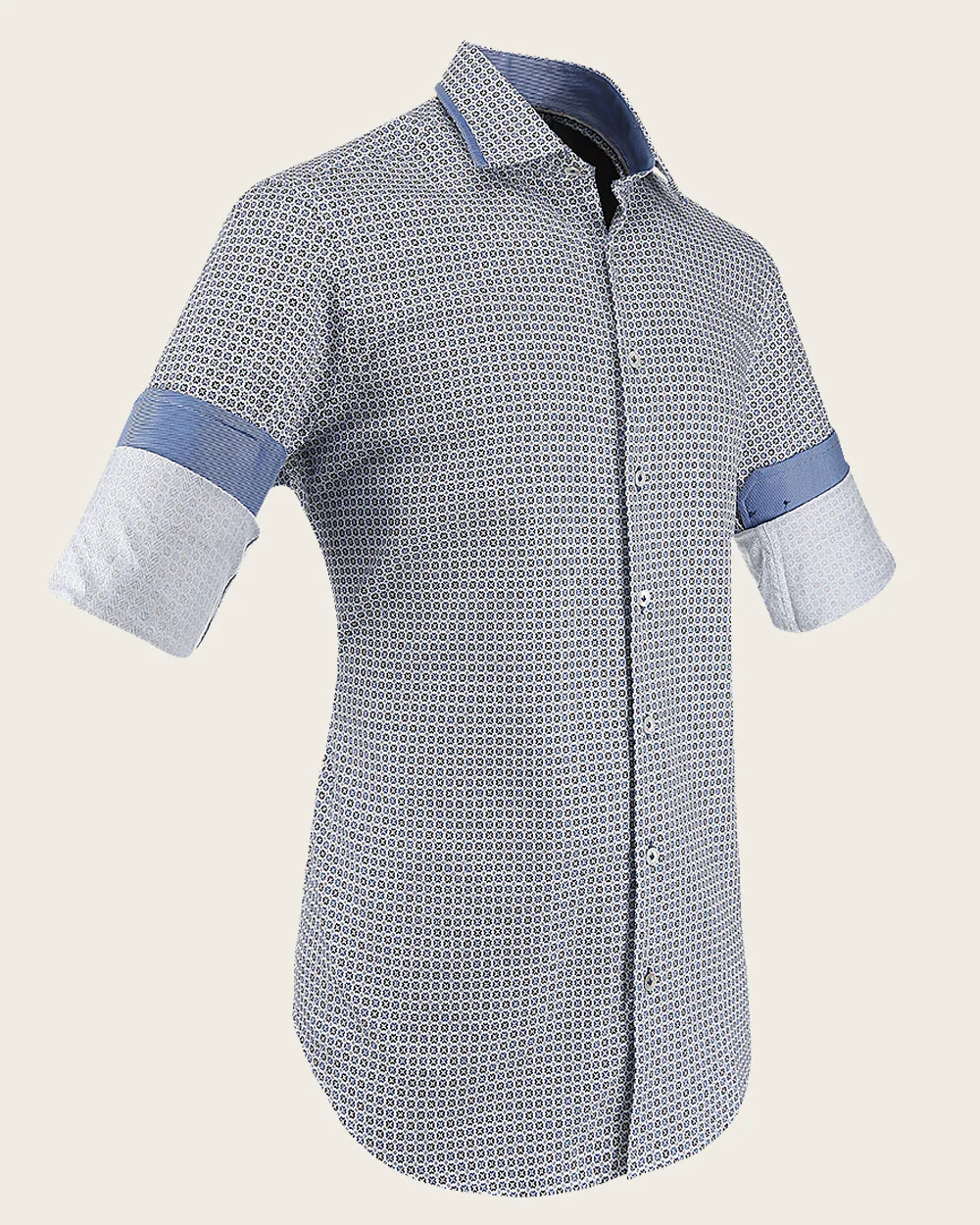 Azure Geometry Cotton Shirt