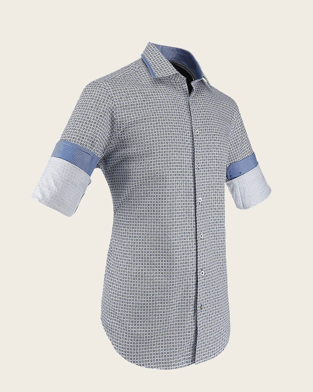 Azure Geometry Cotton Shirt