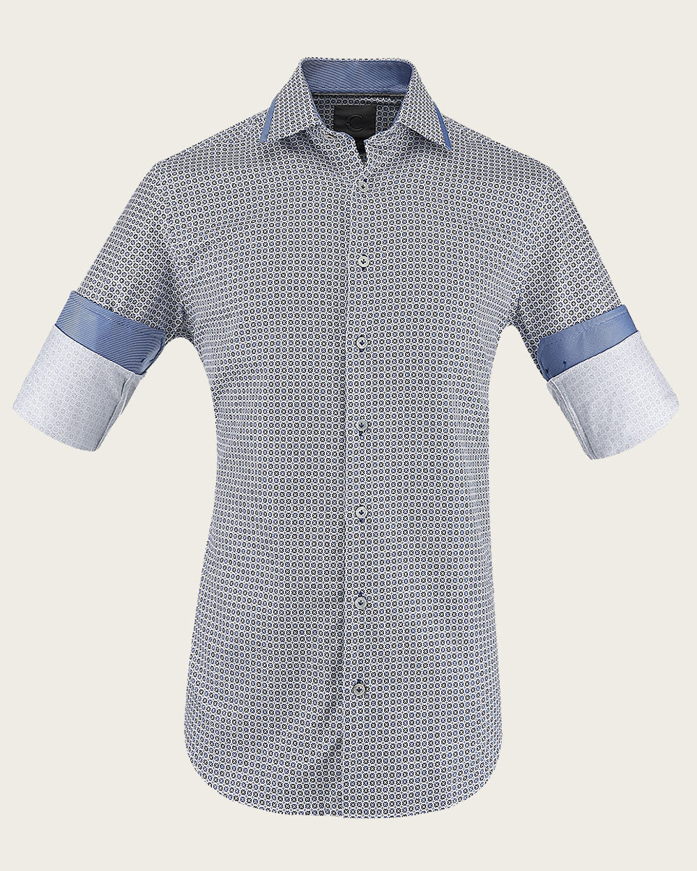 Azure Geometry Cotton Shirt