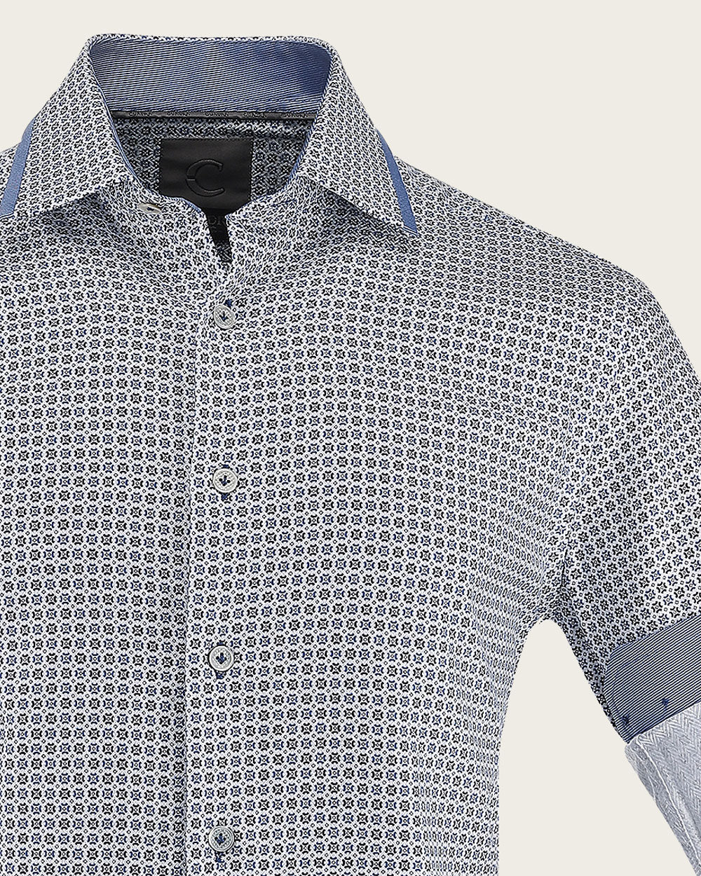 Azure Geometry Cotton Shirt