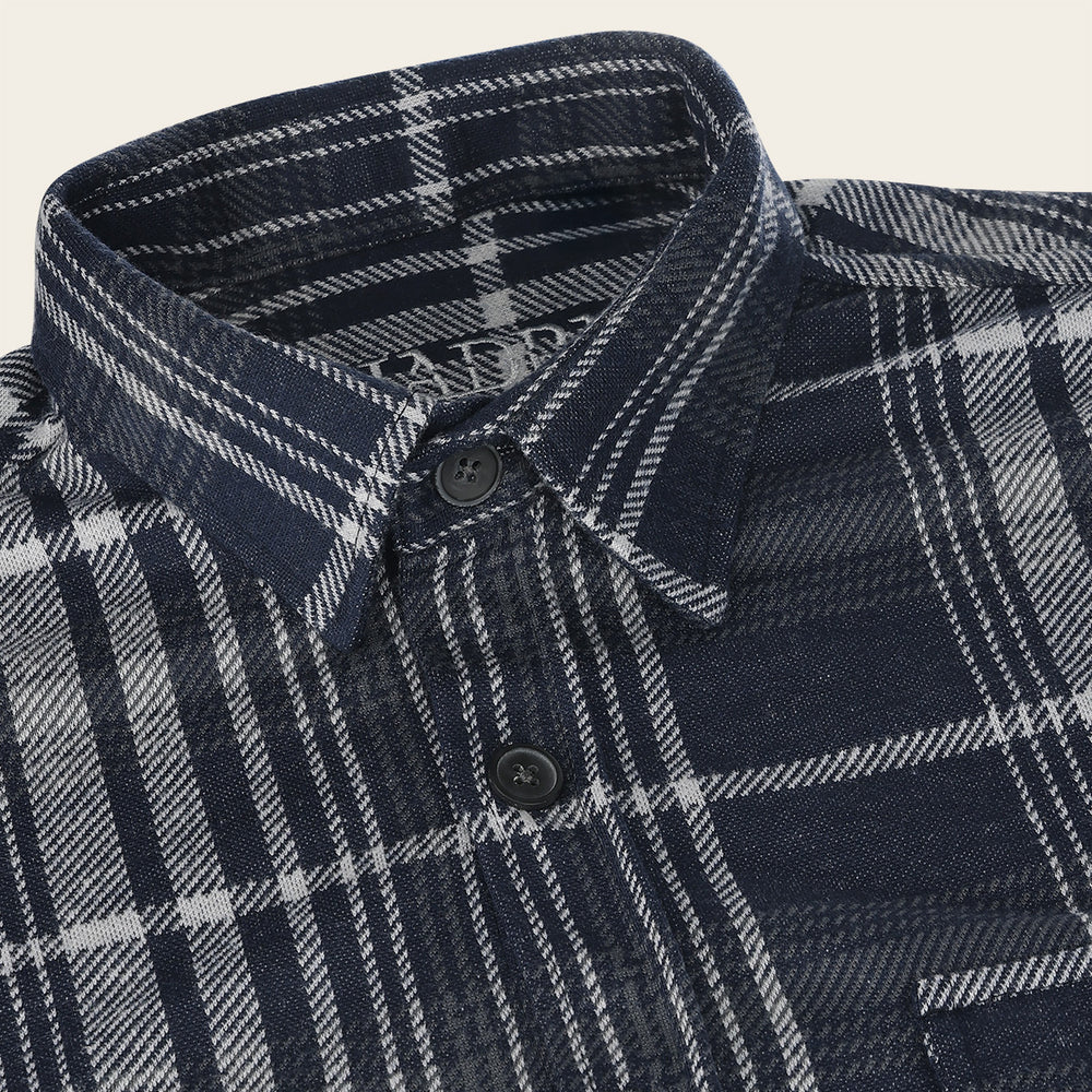 Tailored Check Indigo in Fine Cotton Shirt Long Sleeve