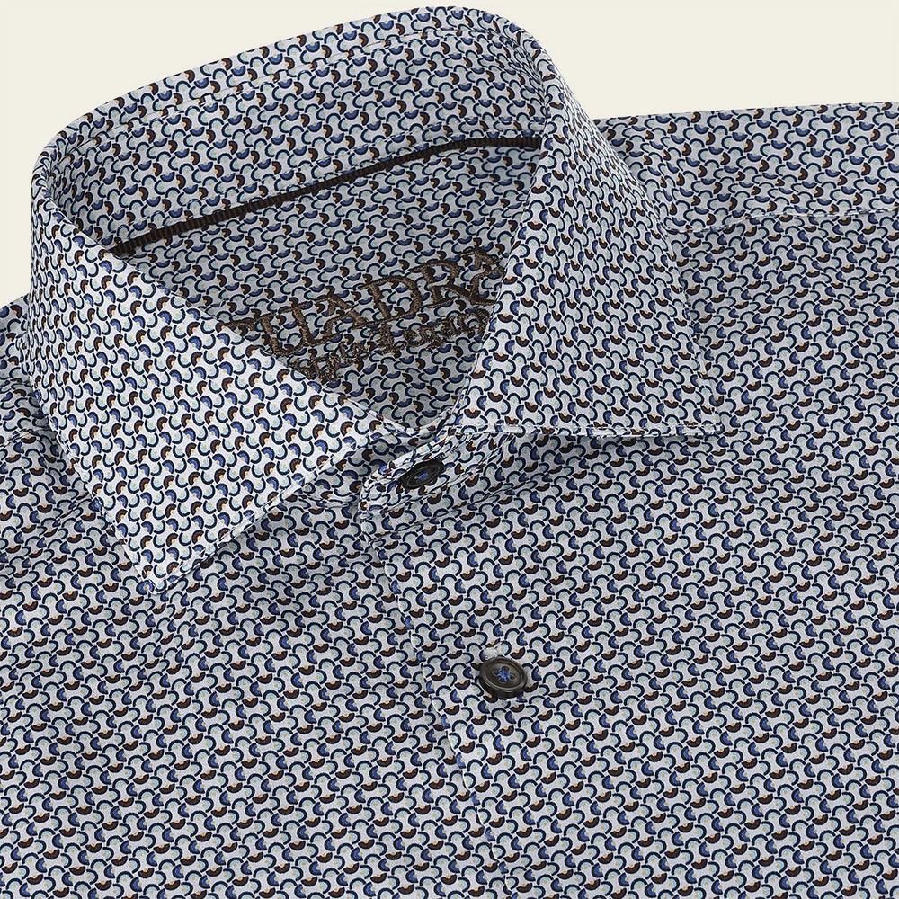 Tailored Blue Microprint Shirt in Premium Cotton Long Sleeves 8 Tailored Blue Microprint Shirt in Premium Cotton Long Sleeves