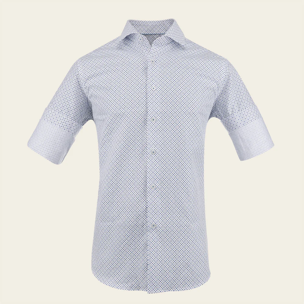 Blue Microdot Luxury Cotton Shirt Long Sleeve