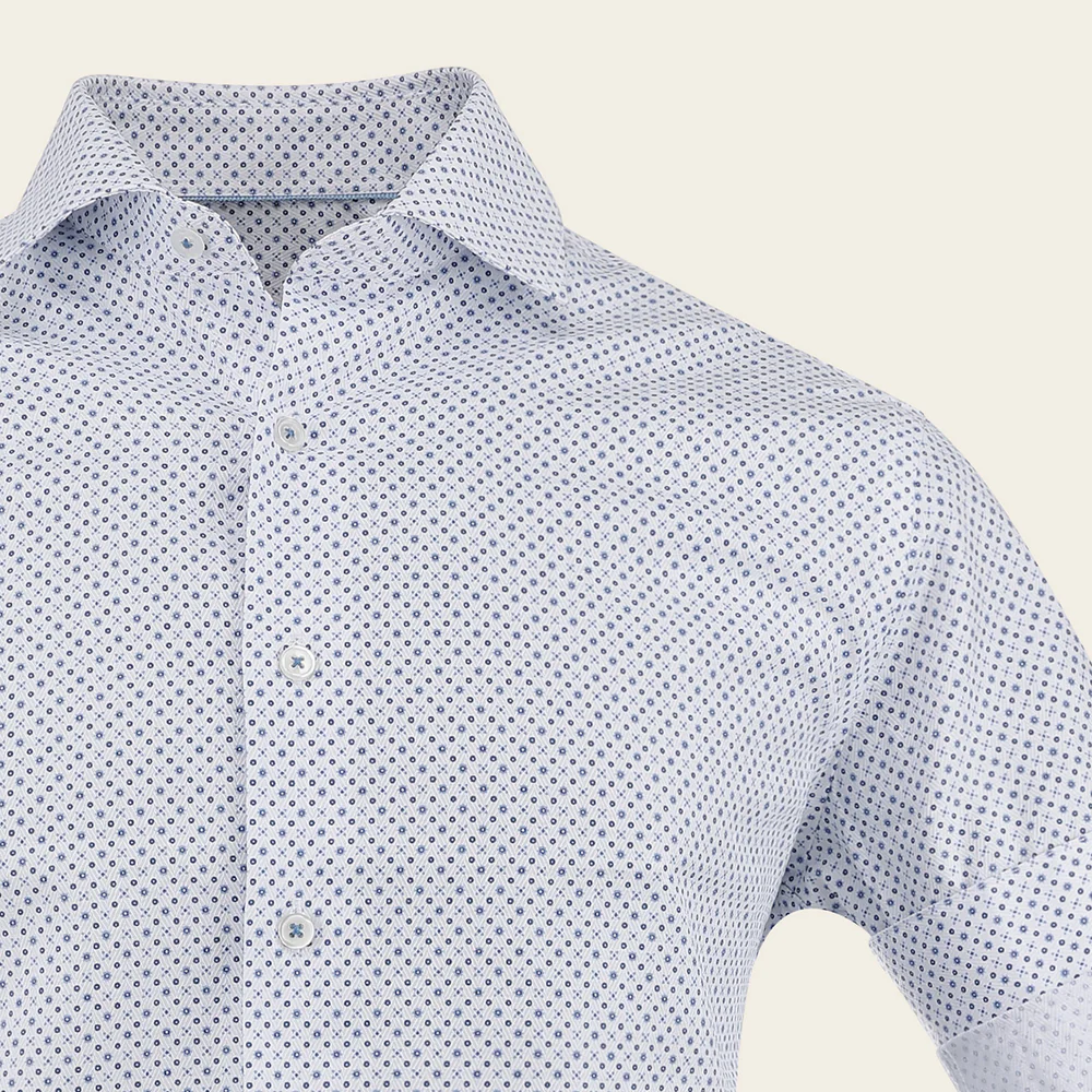 Blue Microdot Luxury Cotton Shirt Long Sleeve 5 Blue Microdot Luxury Cotton Shirt Long Sleeve