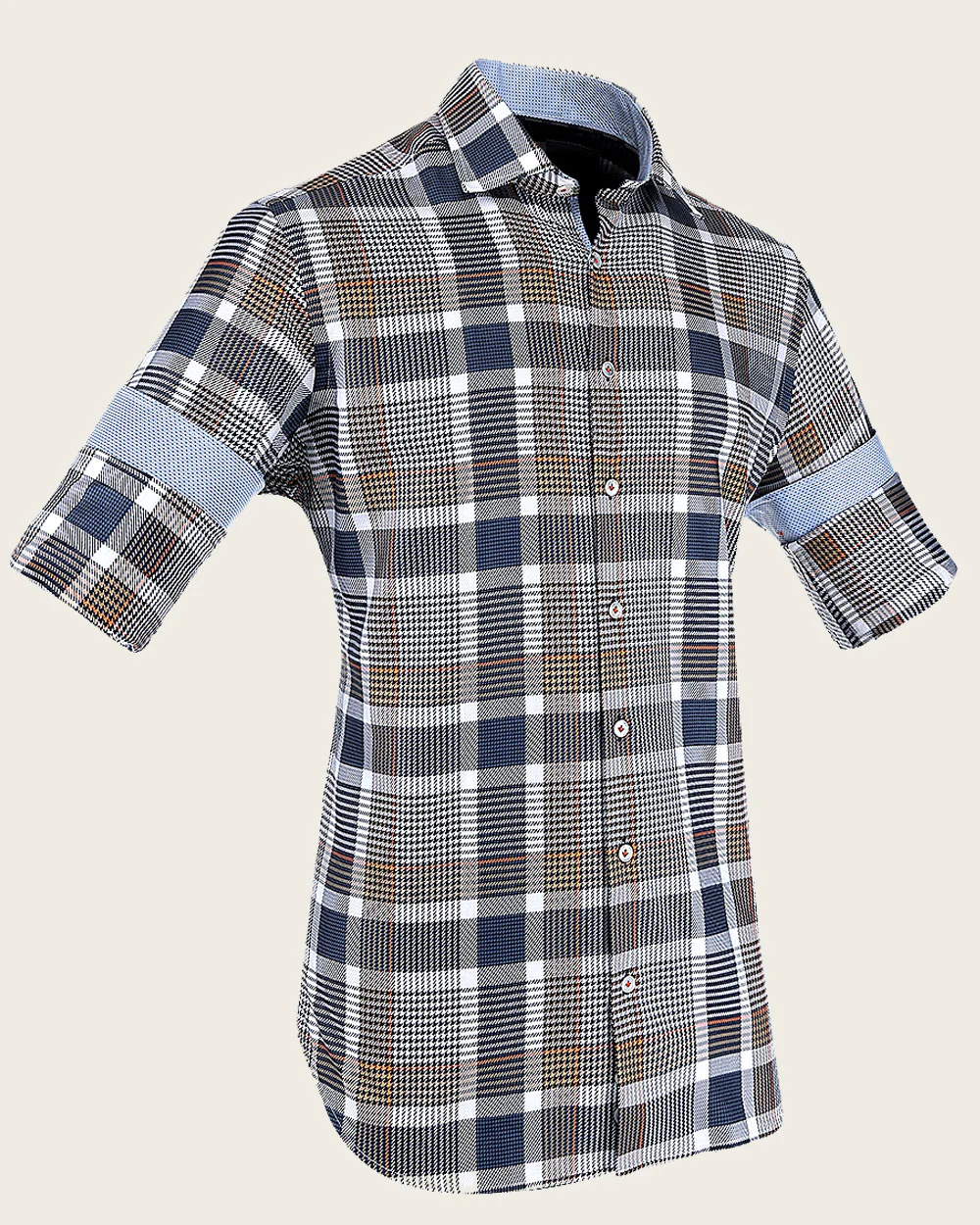 Brown Windowpane Cotton Shirt