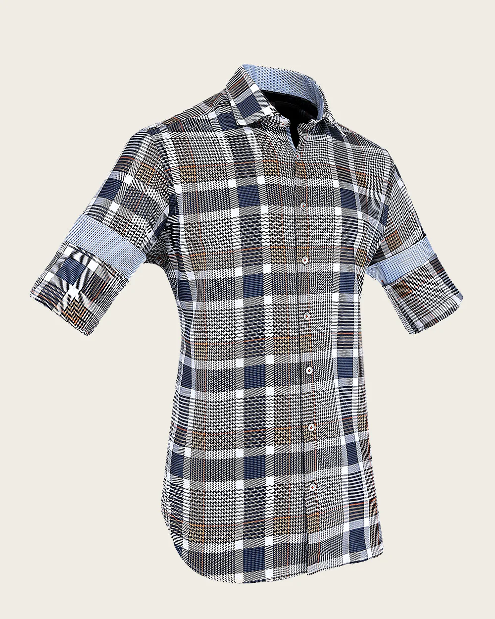 Brown Windowpane Cotton Shirt