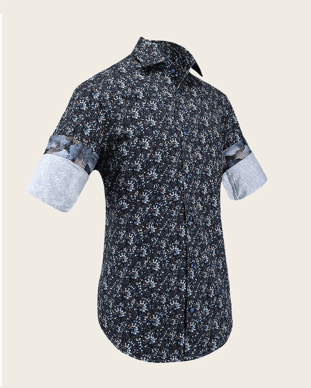 Brown & Blue Abstract Pattern Men’s Shirt