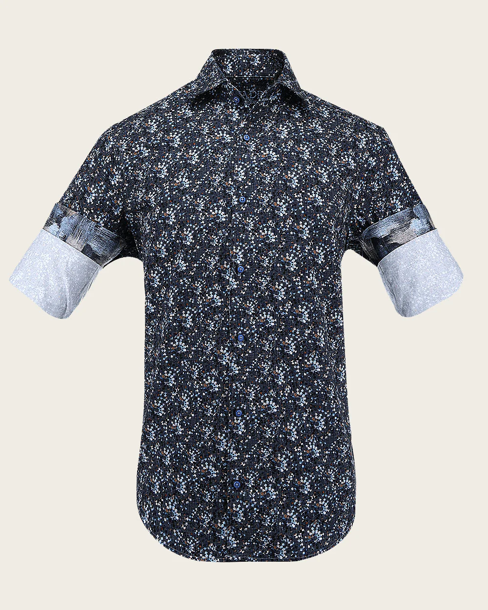 Brown & Blue Abstract Pattern Men’s Shirt