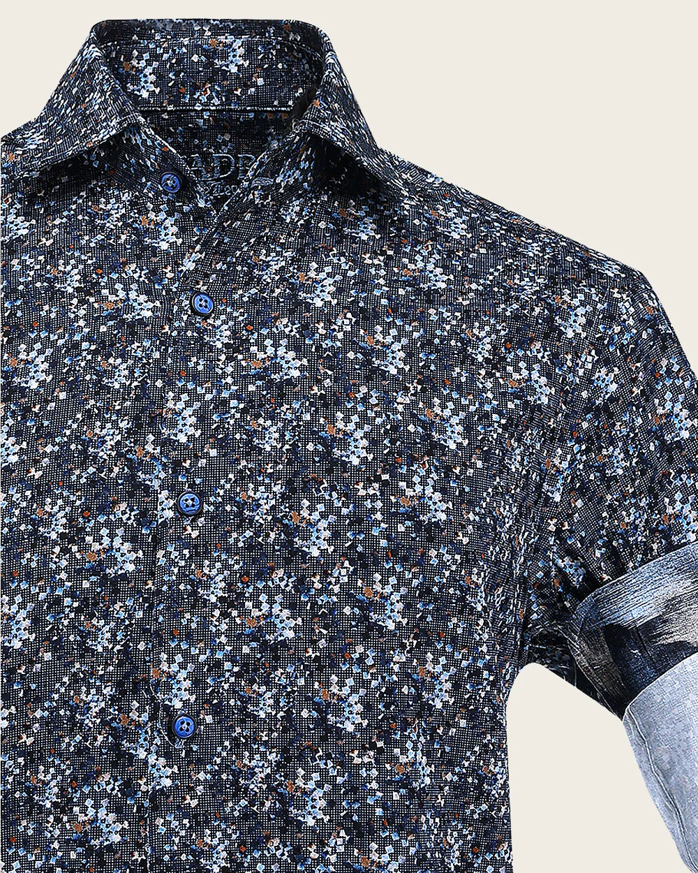 Brown & Blue Abstract Pattern Men’s Shirt