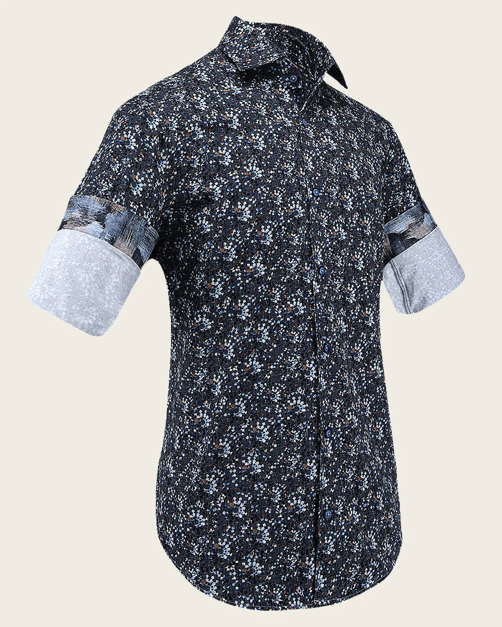 Brown & Blue Abstract Pattern Men’s Shirt
