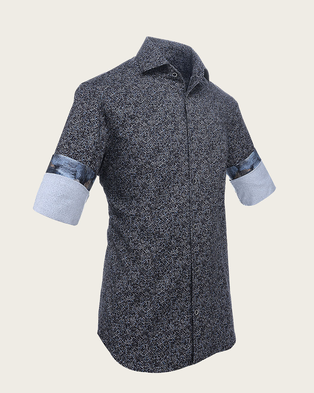 Black Multicolor Fret Pattern Men’s Shirt