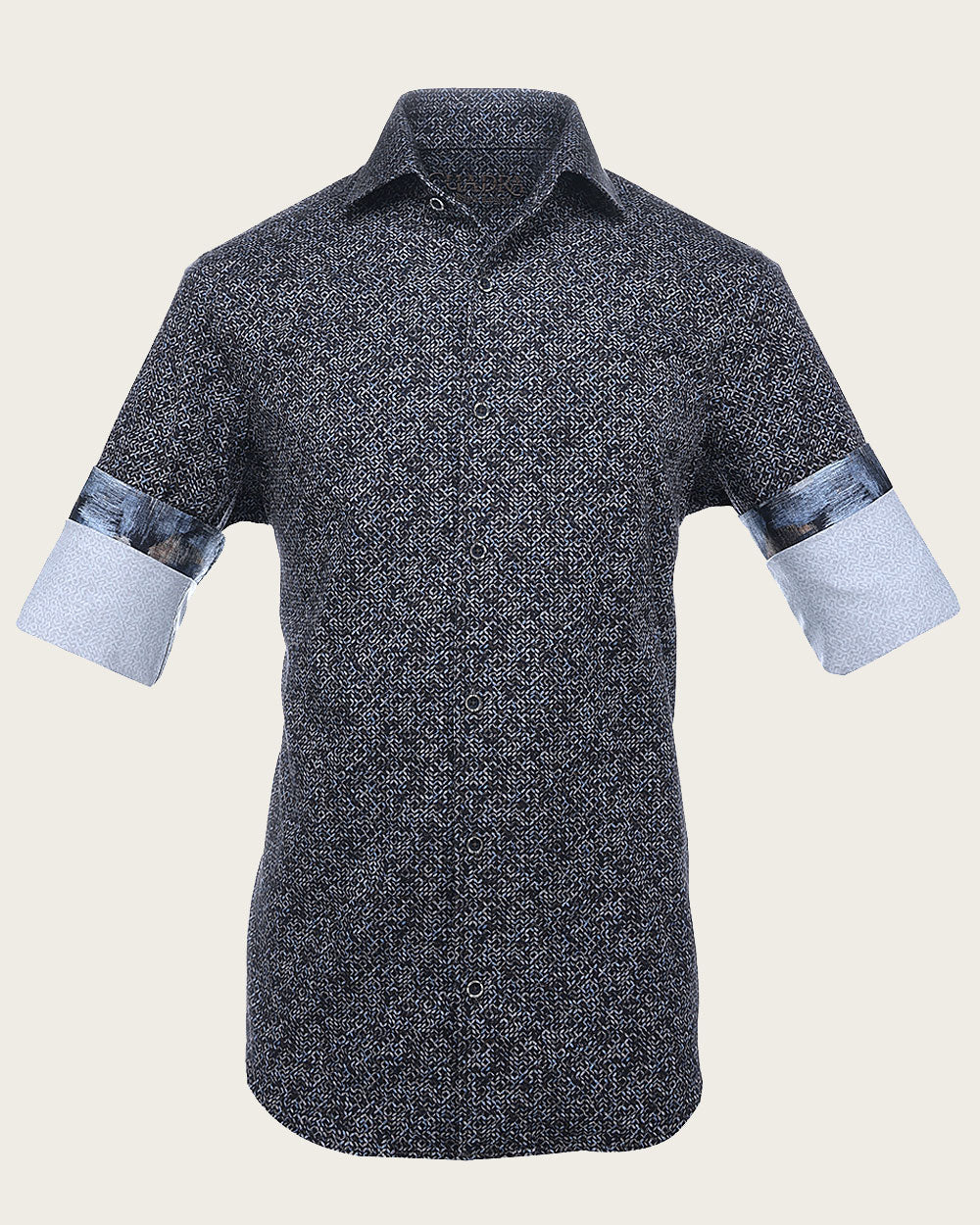 Black Multicolor Fret Pattern Men’s Shirt 11 Black Multicolor Fret Pattern Men’s Shirt