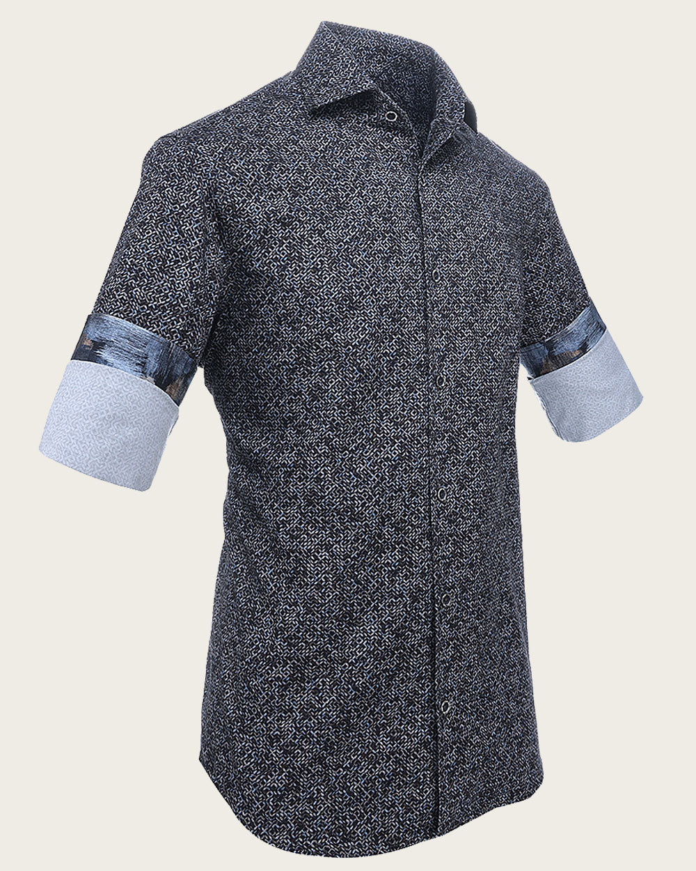 Black Multicolor Fret Pattern Men’s Shirt 8 Black Multicolor Fret Pattern Men’s Shirt