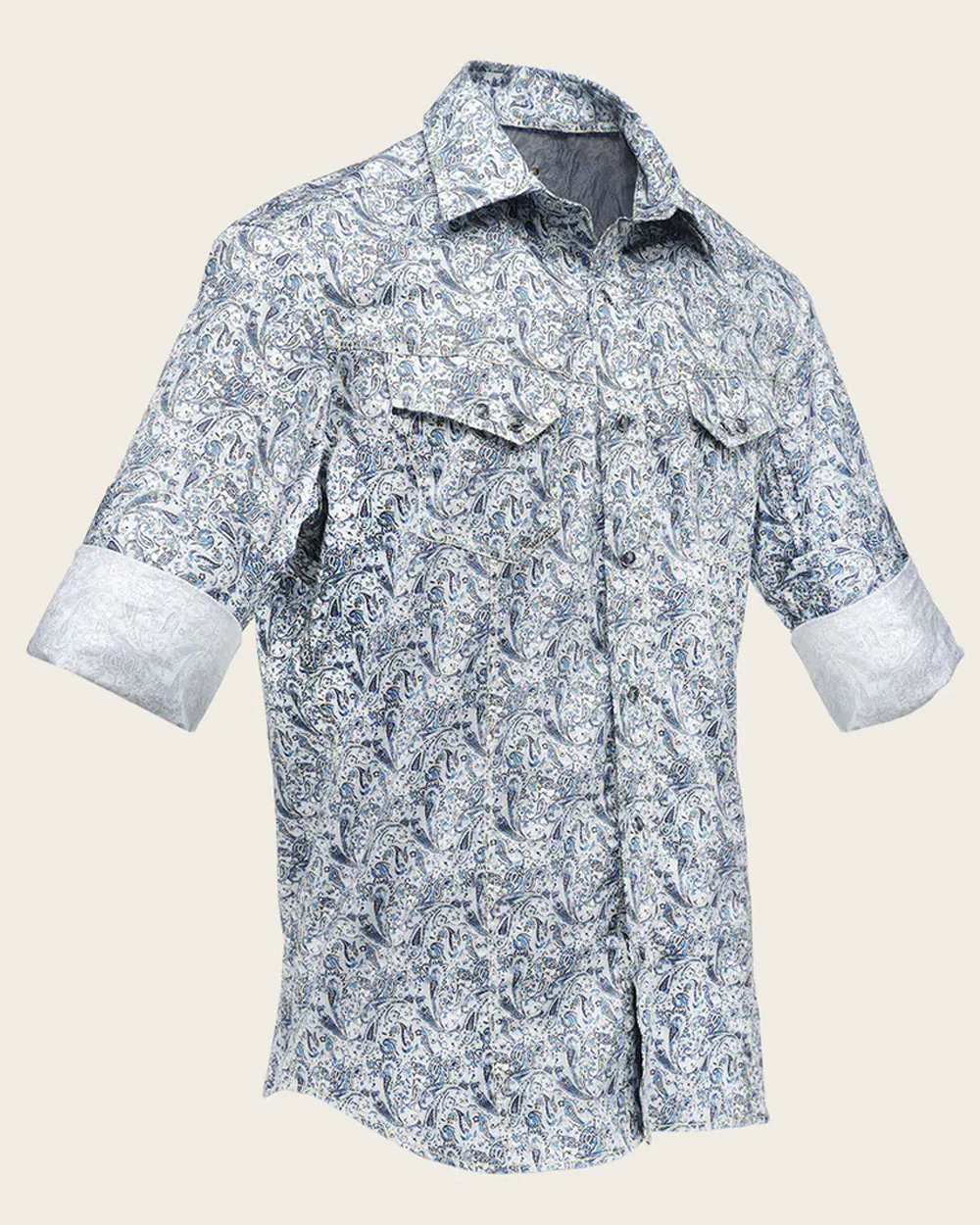 Men’s Long Sleeve Light Multicolor Paisley Print Shirt in 100% Cotton 9 Men’s Long Sleeve Light Multicolor Paisley Print Shirt in 100% Cotton