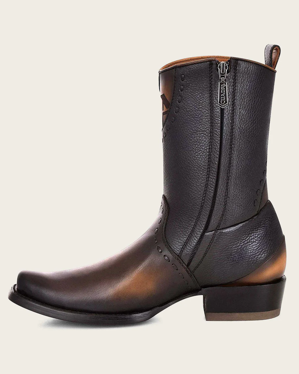 Urban Engraved Brown Leather Boot 5 Urban Engraved Brown Leather Boot