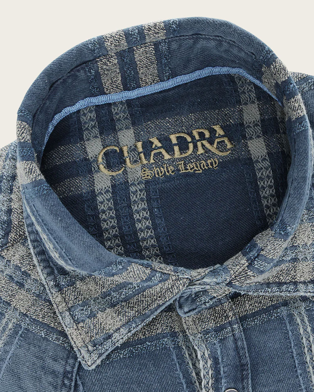 Casual Men’s Blue and Beige Checkered Long Sleeve Shirt in 100% Cotton