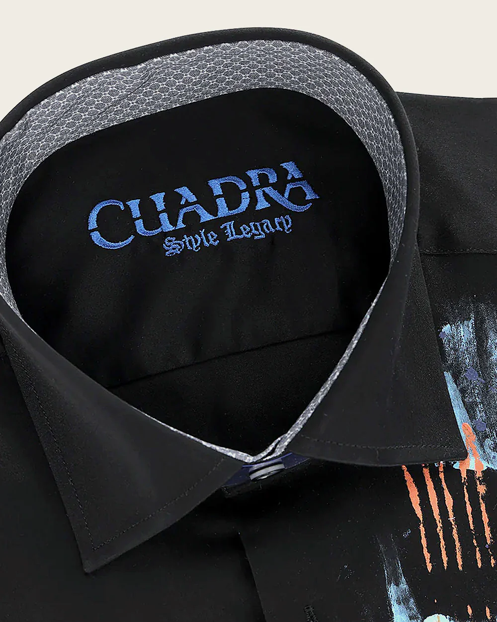 Hand Painted Black Casual Shirt for Men in 100% Cotton