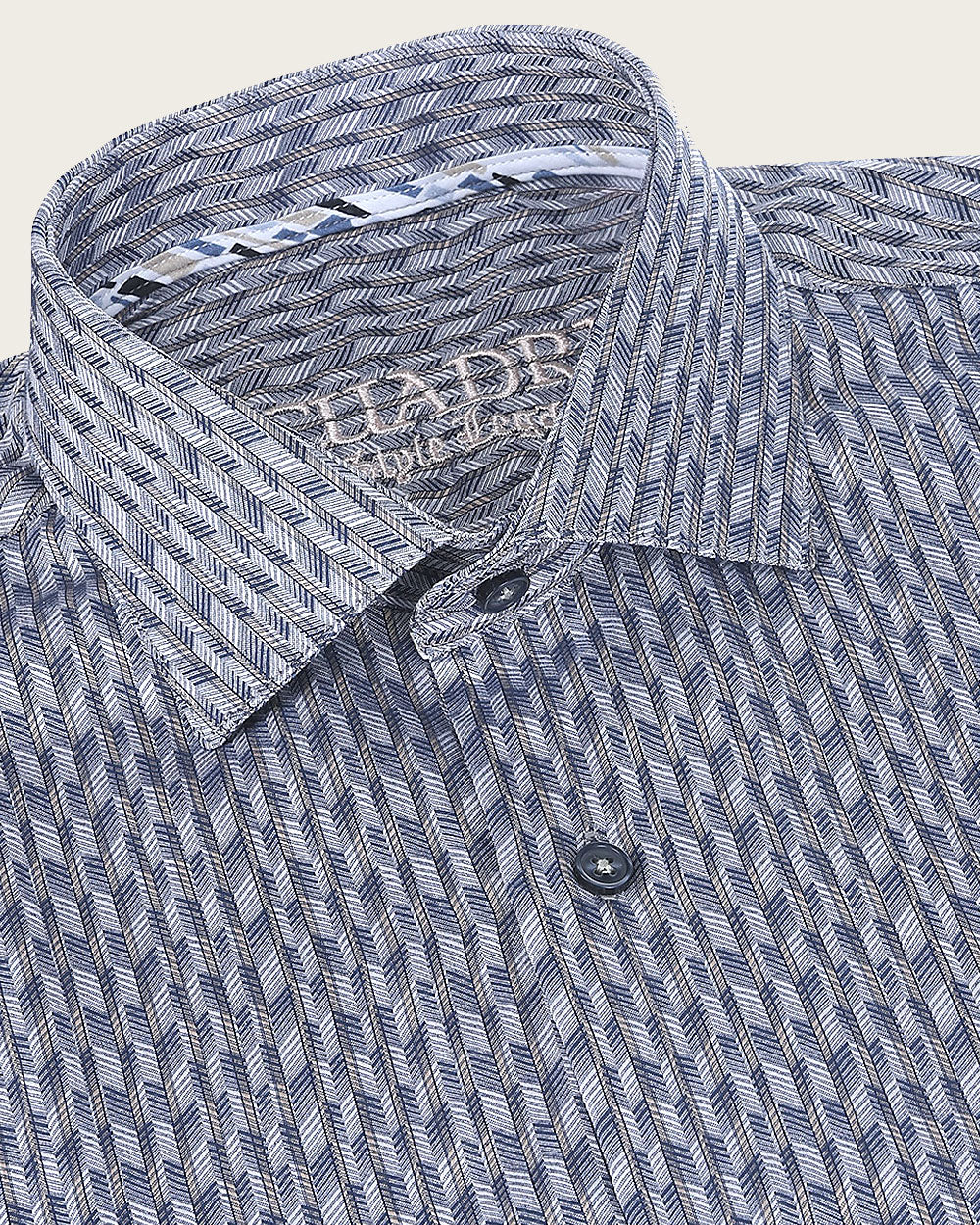 Brown Micro-Line Jacquard Shirt 9 Brown Micro-Line Jacquard Shirt