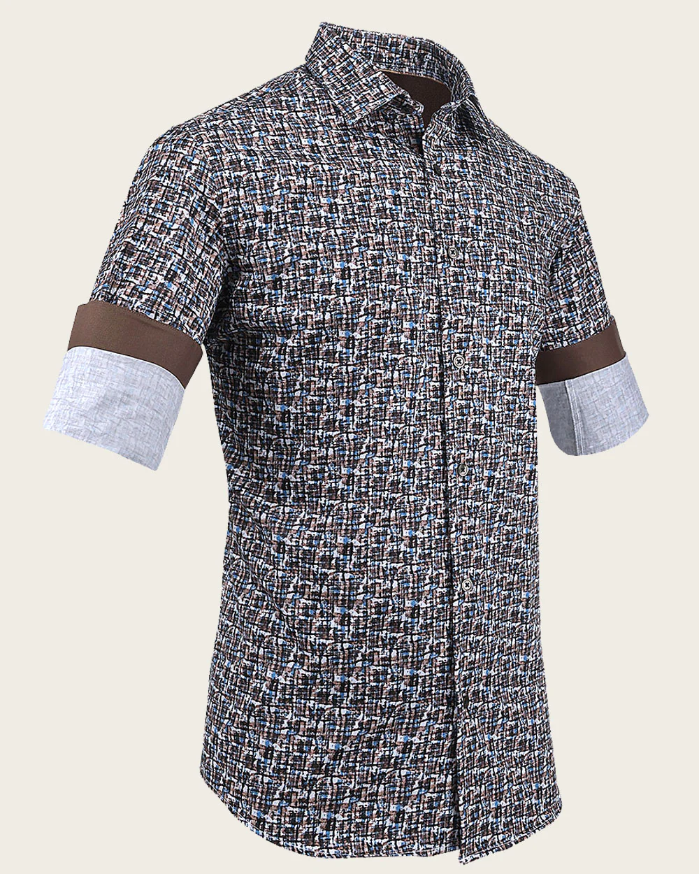 Coffee Brushstroke Motif Shirt