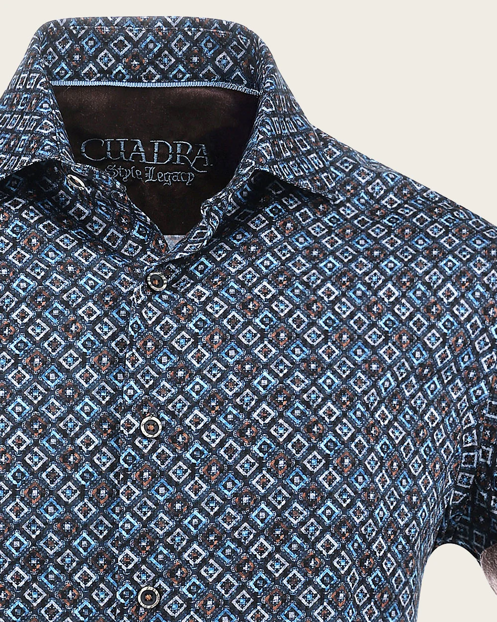 Brown & Blue Diamond Motif Shirt 12 Brown & Blue Diamond Motif Shirt