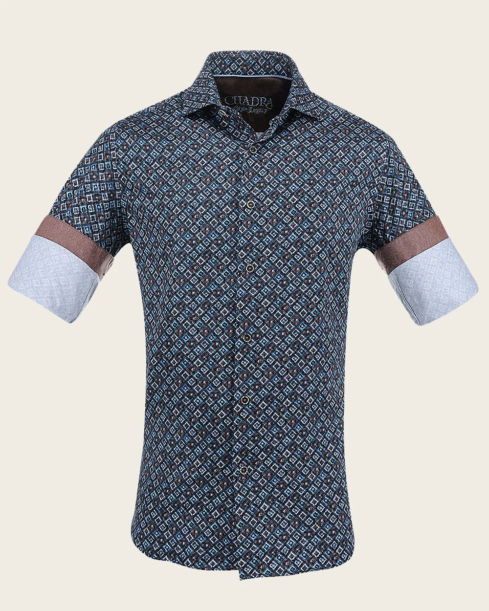 Brown & Blue Diamond Motif Shirt 5 Brown & Blue Diamond Motif Shirt
