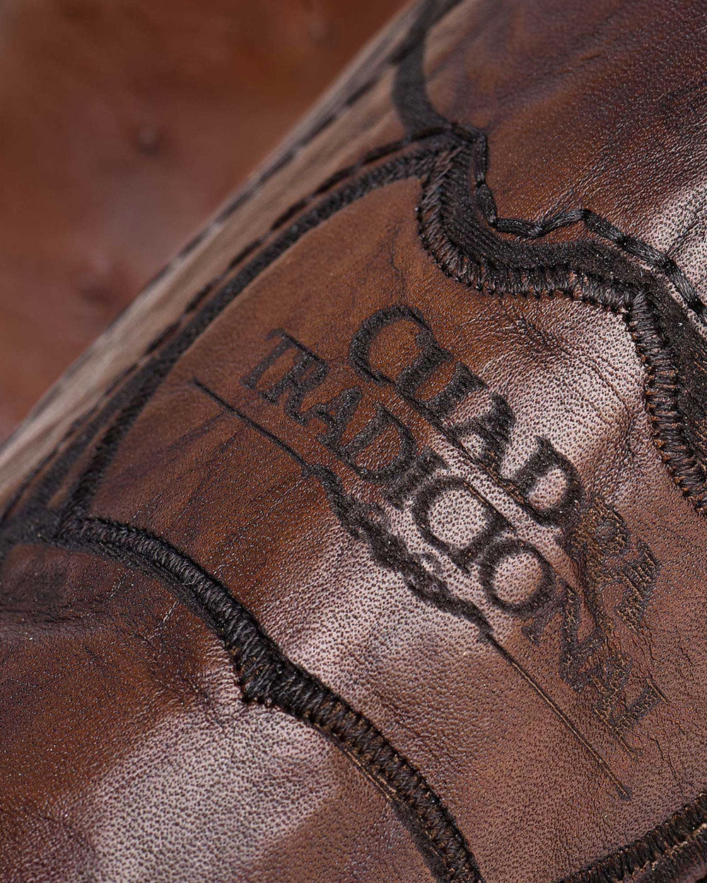 Engraved Brown Ostrich Western Boots. 11 Engraved Brown Ostrich Western Boots.